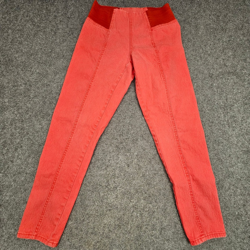DG2 Diane Gilman Skinny Pants Women PS Red Stretch Elastic Waist Retro Y2K Boho
